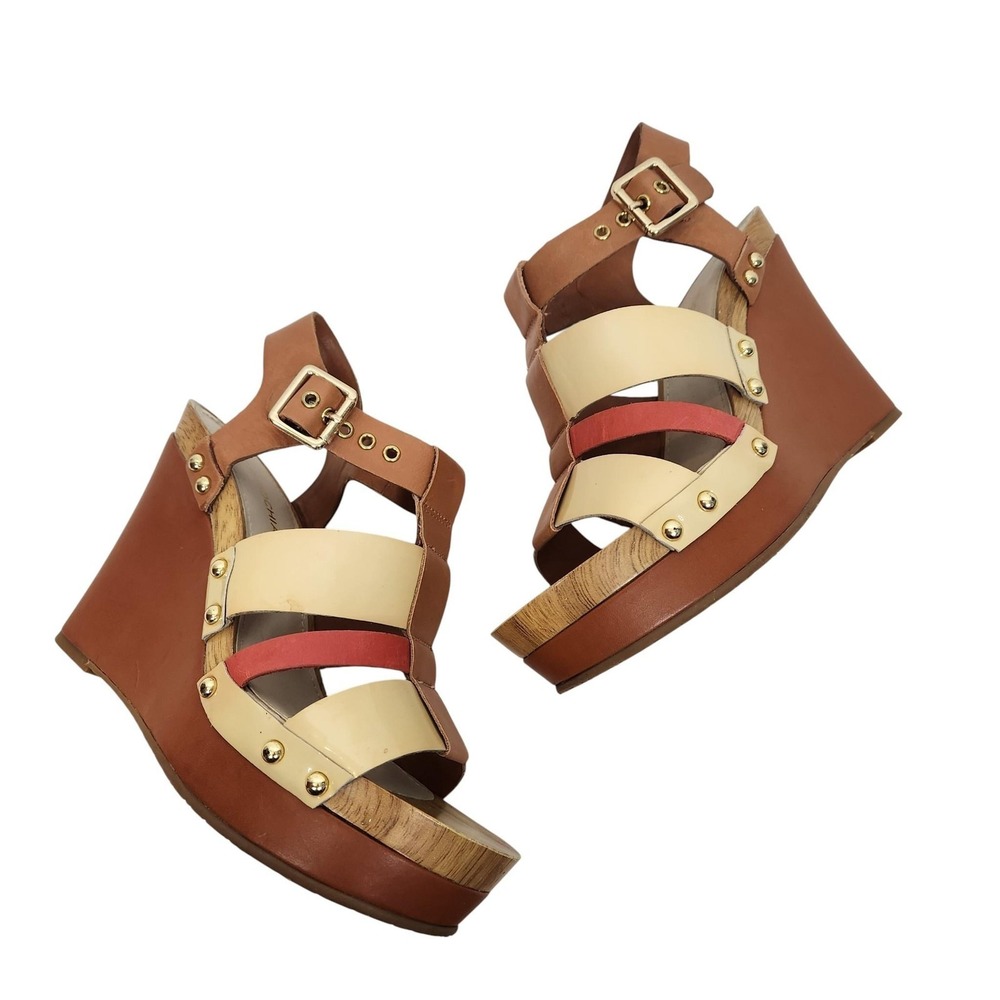 ARTURO CHIANG Lizette Sandals Womens 7 Multicolor Leather Wedge Strappy Shoes